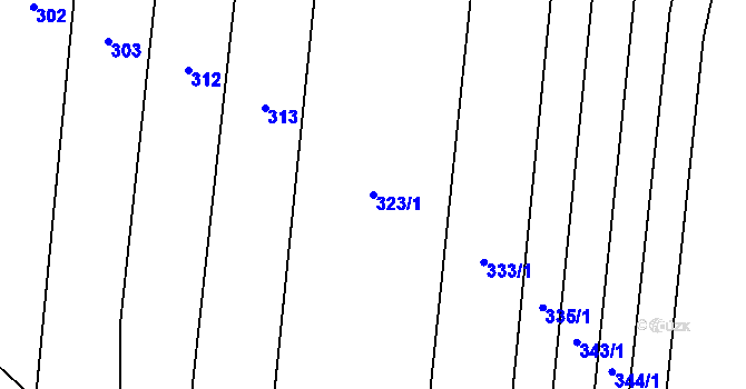 Parcela st. 323/1 v KÚ Dunajovice, Katastrální mapa