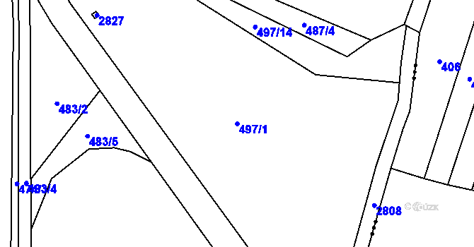 Parcela st. 497/1 v KÚ Dunajovice, Katastrální mapa