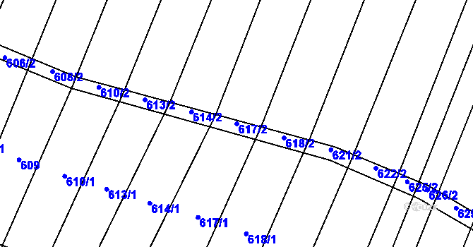 Parcela st. 617/2 v KÚ Dunajovice, Katastrální mapa