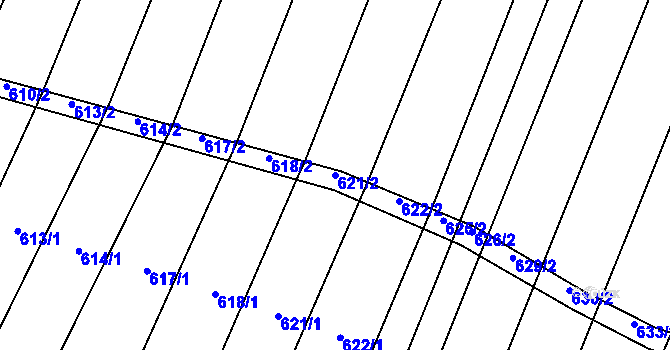 Parcela st. 621/2 v KÚ Dunajovice, Katastrální mapa