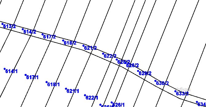 Parcela st. 622/2 v KÚ Dunajovice, Katastrální mapa