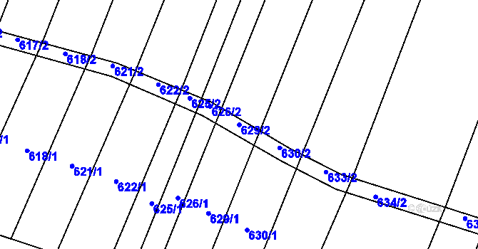 Parcela st. 629/2 v KÚ Dunajovice, Katastrální mapa