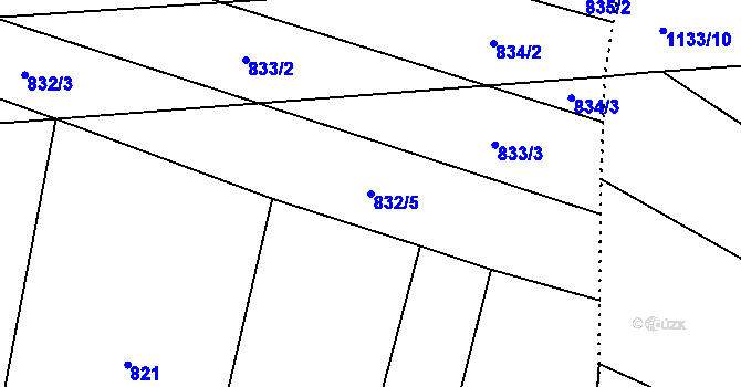 Parcela st. 832/5 v KÚ Dunajovice, Katastrální mapa