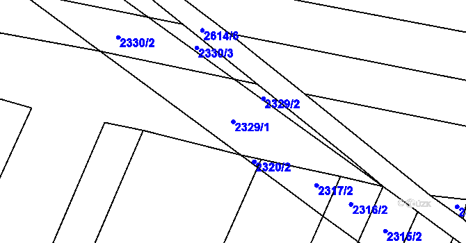 Parcela st. 2329/1 v KÚ Dunajovice, Katastrální mapa