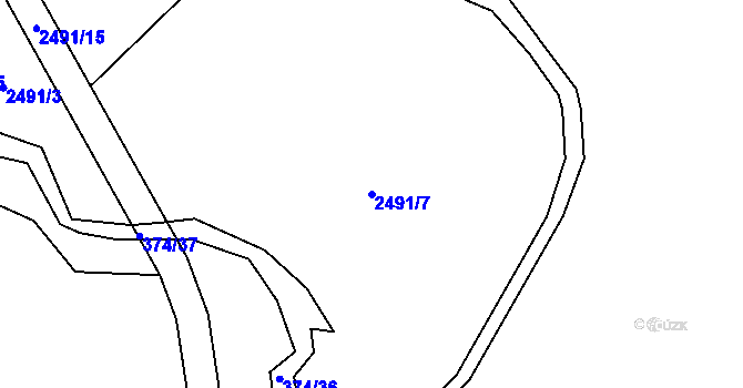 Parcela st. 2491/7 v KÚ Dunajovice, Katastrální mapa