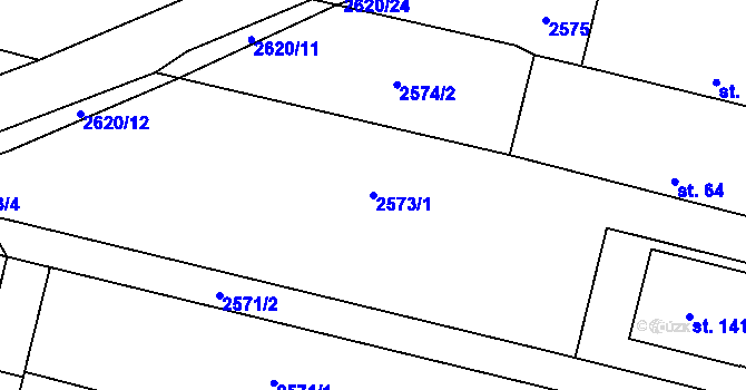 Parcela st. 2573/1 v KÚ Dunajovice, Katastrální mapa