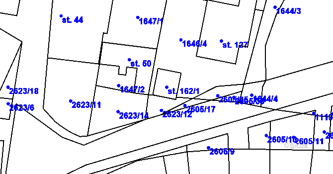Parcela st. 162/1 v KÚ Dunajovice, Katastrální mapa