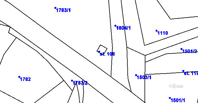 Parcela st. 108 v KÚ Dunice, Katastrální mapa