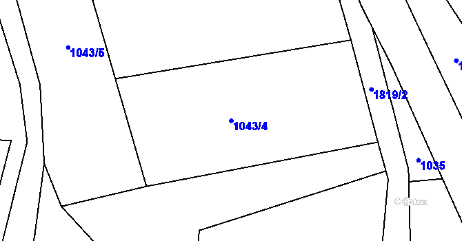 Parcela st. 1043/4 v KÚ Dunice, Katastrální mapa