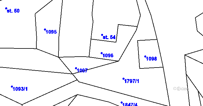 Parcela st. 1096 v KÚ Dunice, Katastrální mapa