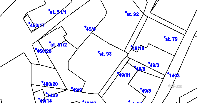Parcela st. 93 v KÚ Dušejov, Katastrální mapa