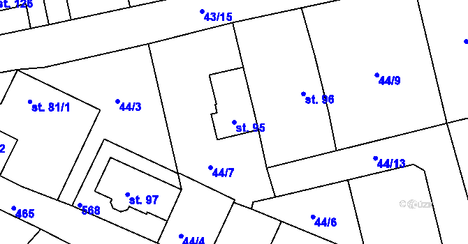 Parcela st. 95 v KÚ Dušejov, Katastrální mapa