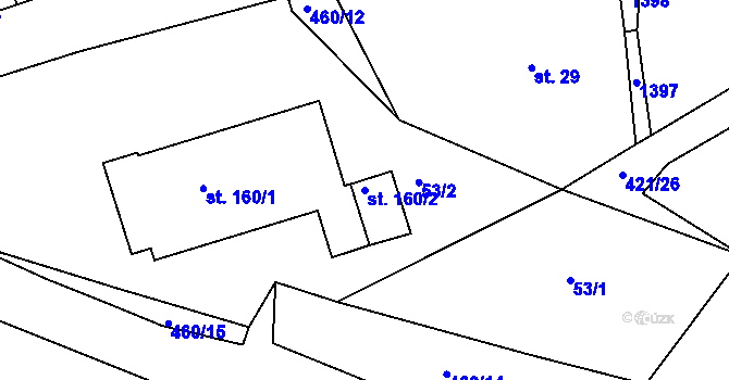 Parcela st. 160/2 v KÚ Dušejov, Katastrální mapa