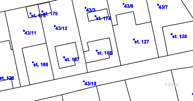 Parcela st. 168 v KÚ Dušejov, Katastrální mapa