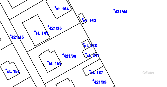 Parcela st. 188 v KÚ Dušejov, Katastrální mapa