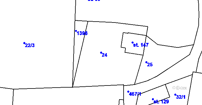 Parcela st. 24 v KÚ Dušejov, Katastrální mapa