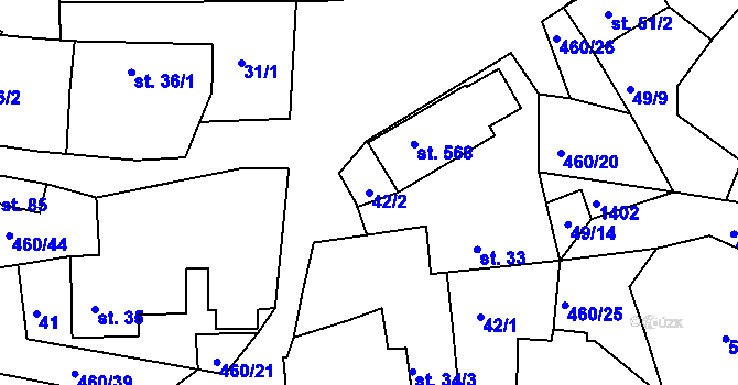 Parcela st. 42/2 v KÚ Dušejov, Katastrální mapa
