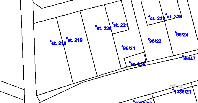 Parcela st. 96/18 v KÚ Dušejov, Katastrální mapa
