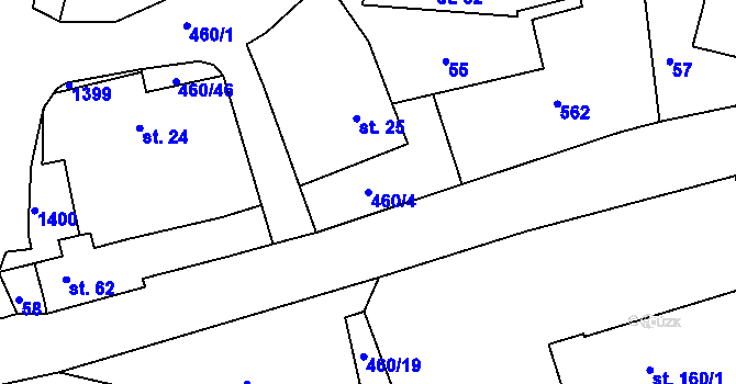Parcela st. 460/4 v KÚ Dušejov, Katastrální mapa