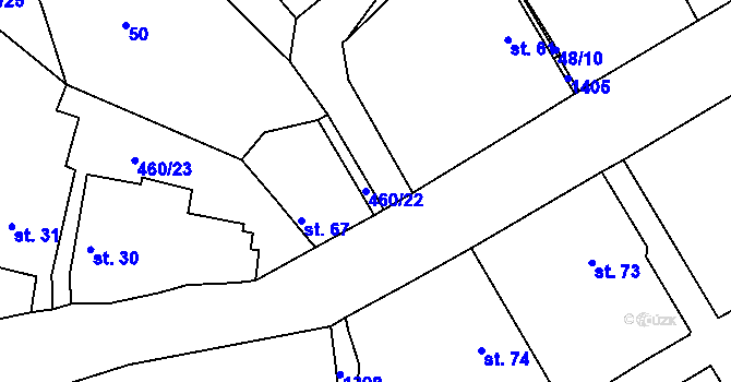 Parcela st. 460/22 v KÚ Dušejov, Katastrální mapa