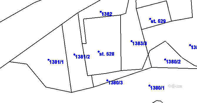 Parcela st. 528 v KÚ Dušejov, Katastrální mapa