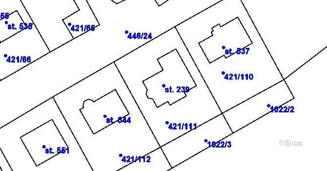 Parcela st. 239 v KÚ Dušejov, Katastrální mapa