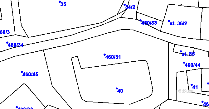 Parcela st. 460/31 v KÚ Dušejov, Katastrální mapa