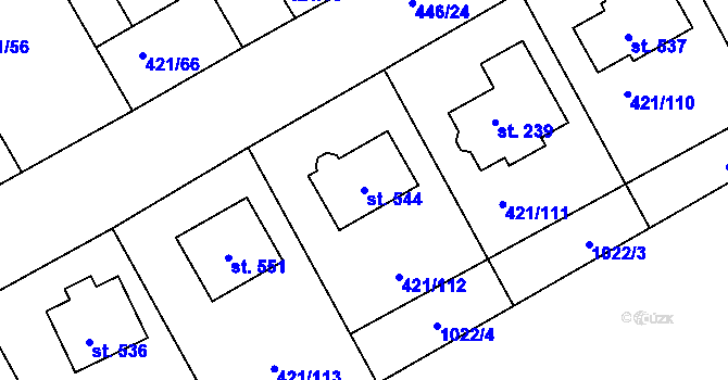Parcela st. 544 v KÚ Dušejov, Katastrální mapa