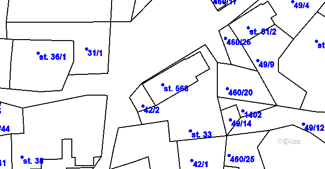 Parcela st. 568 v KÚ Dušejov, Katastrální mapa