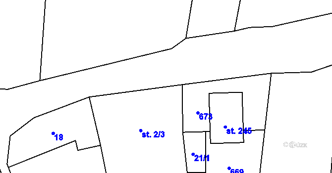 Parcela st. 2/12 v KÚ Dušníky, Katastrální mapa
