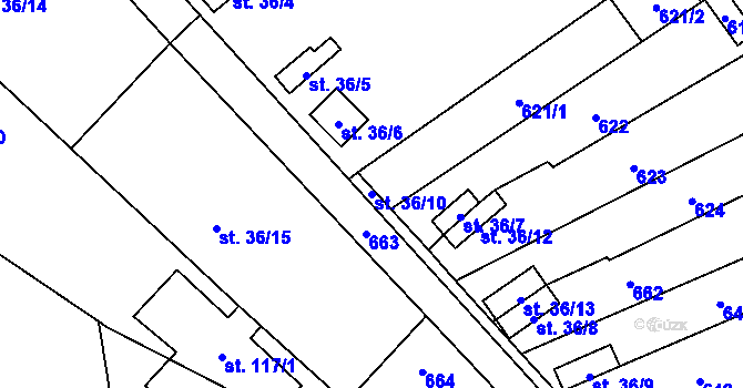 Parcela st. 36/10 v KÚ Dušníky, Katastrální mapa