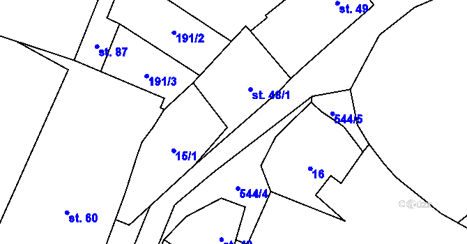 Parcela st. 48/2 v KÚ Dušníky, Katastrální mapa