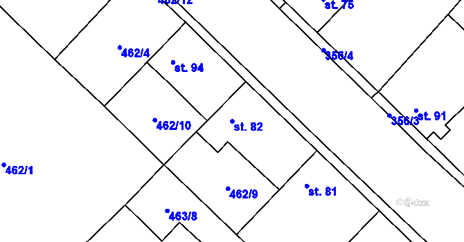 Parcela st. 82 v KÚ Dušníky, Katastrální mapa