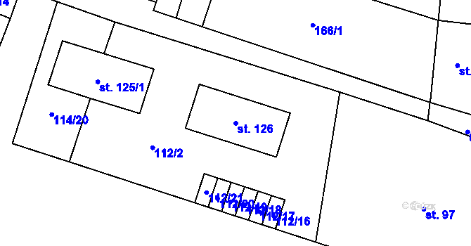 Parcela st. 126 v KÚ Dušníky, Katastrální mapa