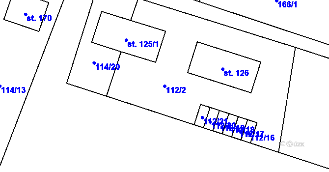 Parcela st. 112/2 v KÚ Dušníky, Katastrální mapa