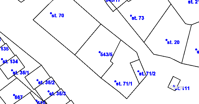 Parcela st. 543/5 v KÚ Dušníky, Katastrální mapa