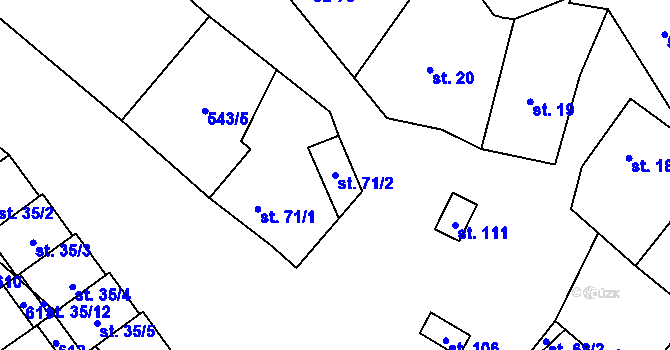 Parcela st. 71/2 v KÚ Dušníky, Katastrální mapa
