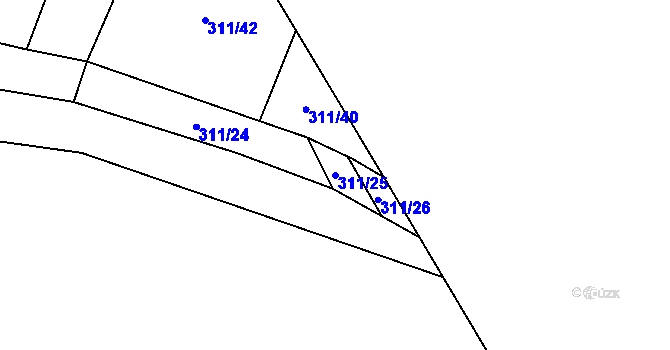 Parcela st. 311/25 v KÚ Dušníky, Katastrální mapa