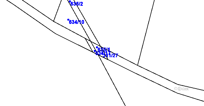 Parcela st. 311/27 v KÚ Dušníky, Katastrální mapa