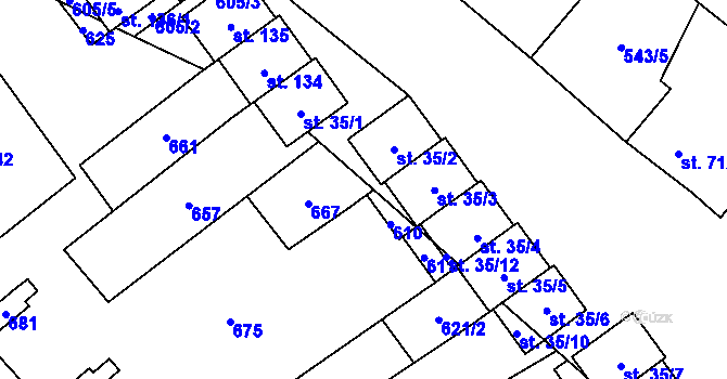 Parcela st. 609 v KÚ Dušníky, Katastrální mapa