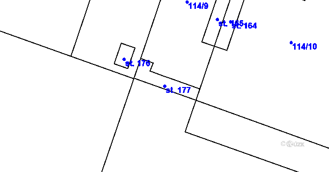 Parcela st. 177 v KÚ Dušníky, Katastrální mapa