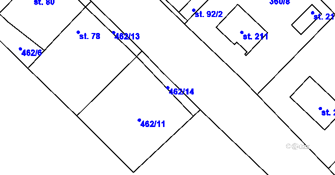 Parcela st. 462/14 v KÚ Dušníky, Katastrální mapa