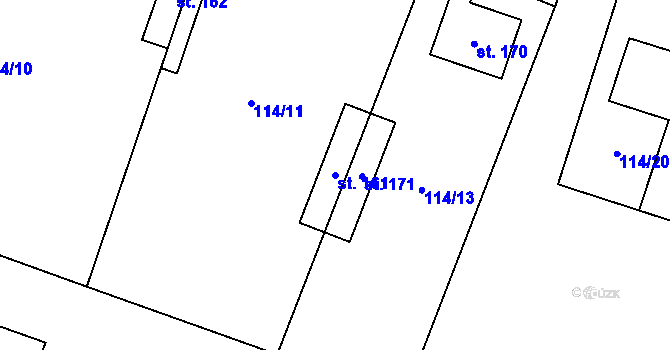 Parcela st. 161 v KÚ Dušníky, Katastrální mapa