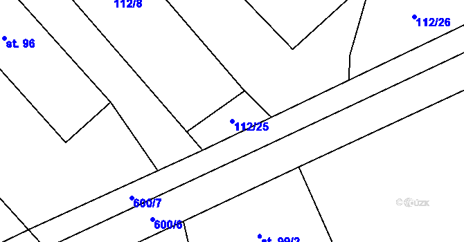 Parcela st. 112/25 v KÚ Dušníky, Katastrální mapa