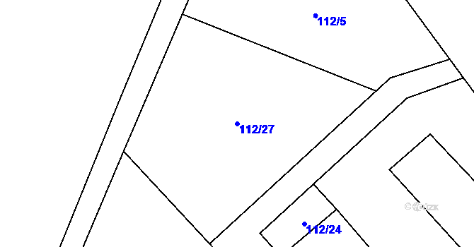 Parcela st. 112/27 v KÚ Dušníky, Katastrální mapa