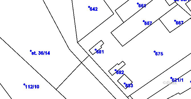 Parcela st. 681 v KÚ Dušníky, Katastrální mapa