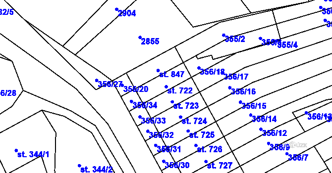 Parcela st. 722 v KÚ Dvorce u Bruntálu, Katastrální mapa