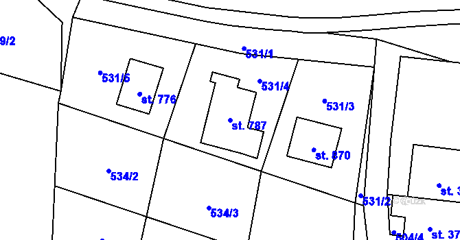 Parcela st. 787 v KÚ Dvorce u Bruntálu, Katastrální mapa