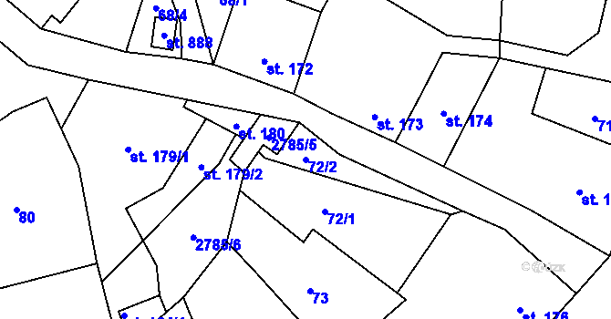 Parcela st. 72/2 v KÚ Dvorce u Bruntálu, Katastrální mapa