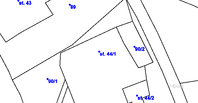 Parcela st. 44/1 v KÚ Rejchartice, Katastrální mapa